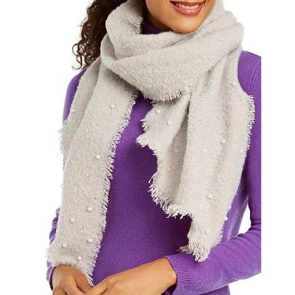 I.N.C. Faux Pearl Embellished Boucle Bias Scarf (981) - Picture 2 of 4